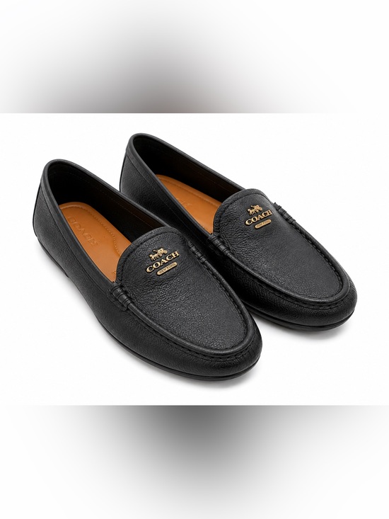 Coach Shoes - Coach Mary Lock Up Pebble Leather Loafers Womens 7.5 Black Slip On Flats